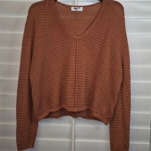 Double Zero V-Neck Sweater in Warm Rust Sz Large